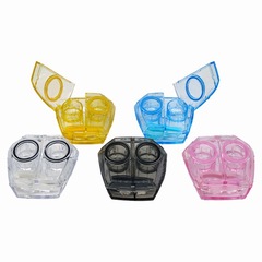 Liddless Screwless Portable Invisible Contact Lens Case, Scissor Door Solid Color Contact Lens Box, Waterproof Ring Transparent Minimalist Style Companion Case