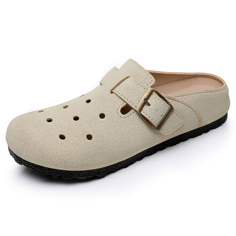 Zapatos de mujer de un pie, pantuflas de estilo nuevo de verano, zapatos Birkenstock transfronterizos de uso exterior de mujer, transpirables y cómodos, zapatos individuales de medio remolque para mujer