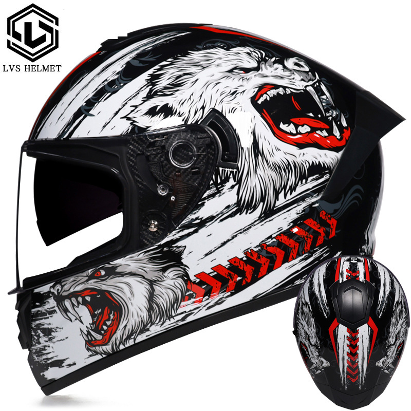 Casco de Motocicleta LVS de Imitación para Hombre, Casco Integral para Vehículo Eléctrico 3C, Casco de Motociclista con Doble Visera para Otoño e Invierno image 17