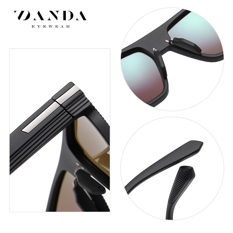 Fábrica nuevas gafas de sol de los hombres ocasionales coloridos gafas de sol TR7523 europeos y americanos cuadrados gafas de sol a prueba de uv