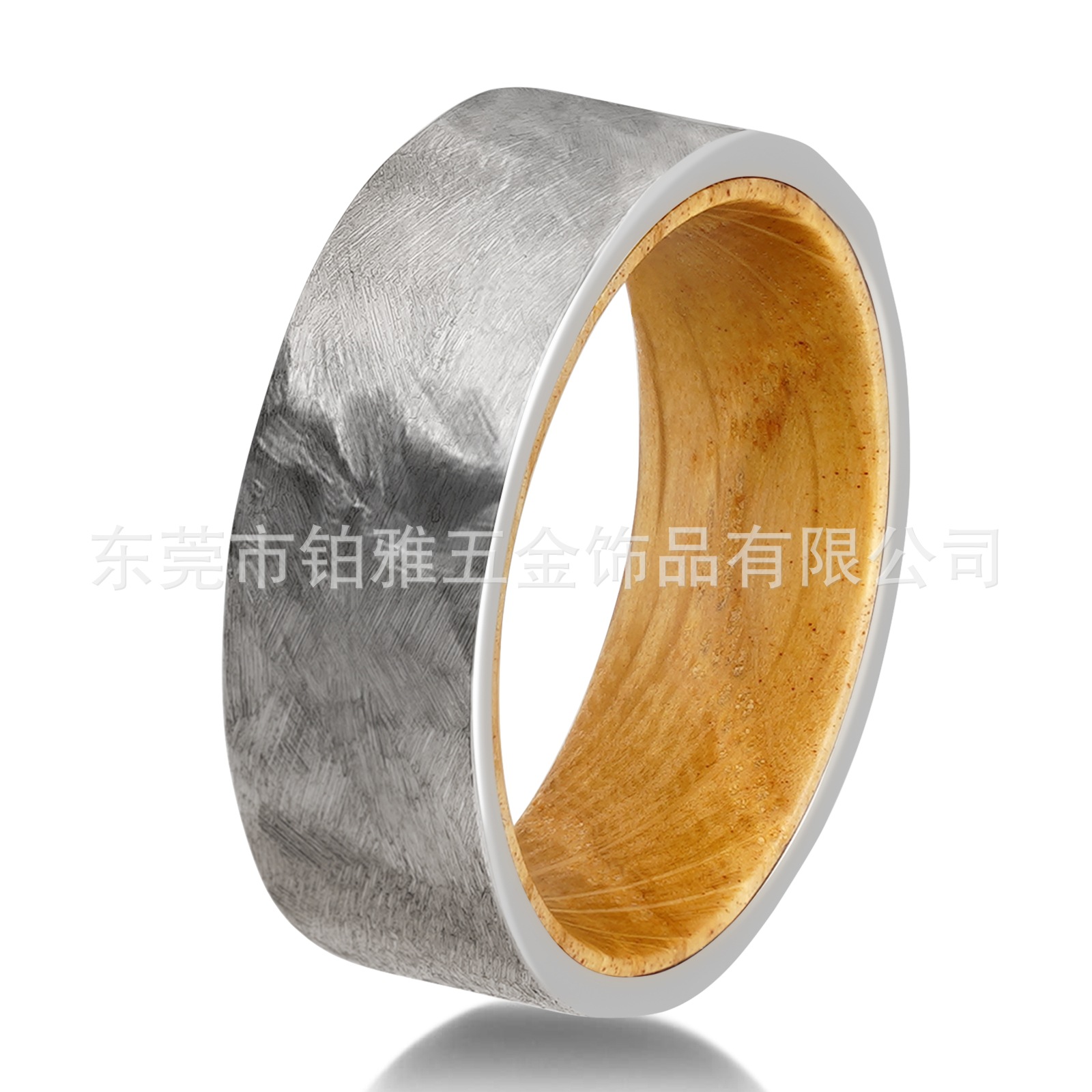 Cross-border new 8mm stainless steel ring steel face ring random frosted wine barrel wood inner ring men's ring wedding ring
