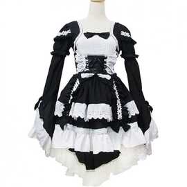 批发 Lolita洛丽塔维多利亚宫廷洋装蓬蓬短裙 黑白棉料cosplay服