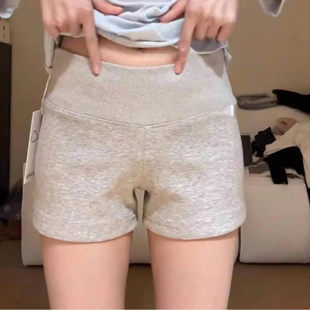 Summer 2026 New Style Gray High-Waisted Hot Pants Minimalist Style Pants Korean Style Slimming Casual Sports Shorts for Women