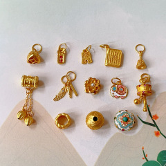 S925銀金メッキ孫千同金吉象入家楼蘭美女ペンダントアクセサリーDIY部品半製品
