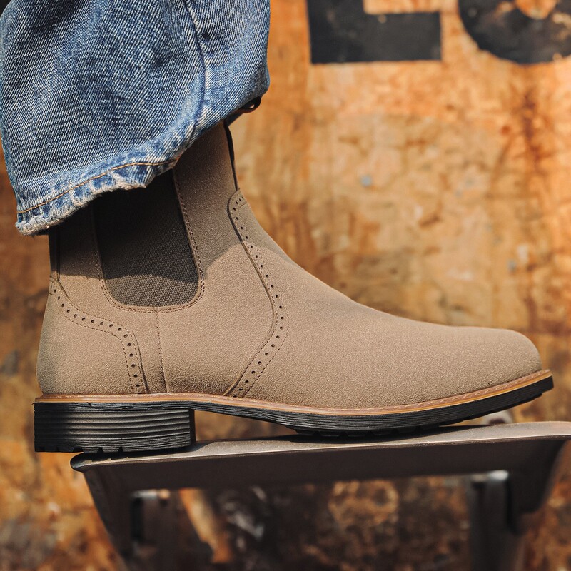 Aorixin Cross-Border 6075 Retro Chelsea Boots Khaki Suede Classic Men's Boots in Stock for Quick Delivery Aorixin Cross-Border 6075 Retro Chelsea Boots Khaki Suede Classic Men's Boots in Stock for Quick Delivery