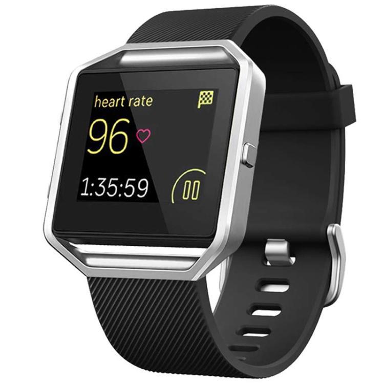 Para Fitbit Blaze xDfind hebilla de acero twill sólido correa de silicona S / L