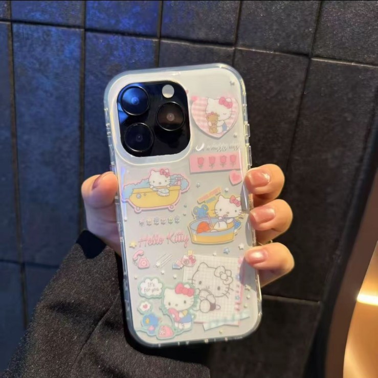 爆款圆边双层多巴胺kt猫适用iphone16promax苹果15可爱13手机壳14|undefined