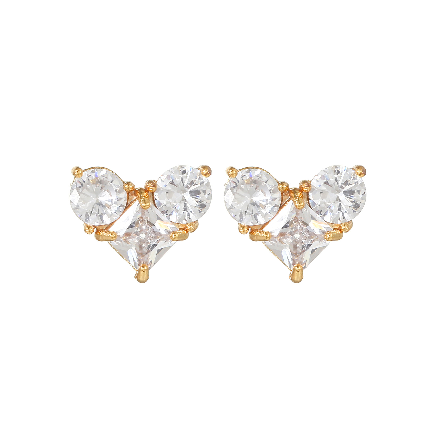 Fashion Heart Shape Brass Gem Ear Studs display picture 7