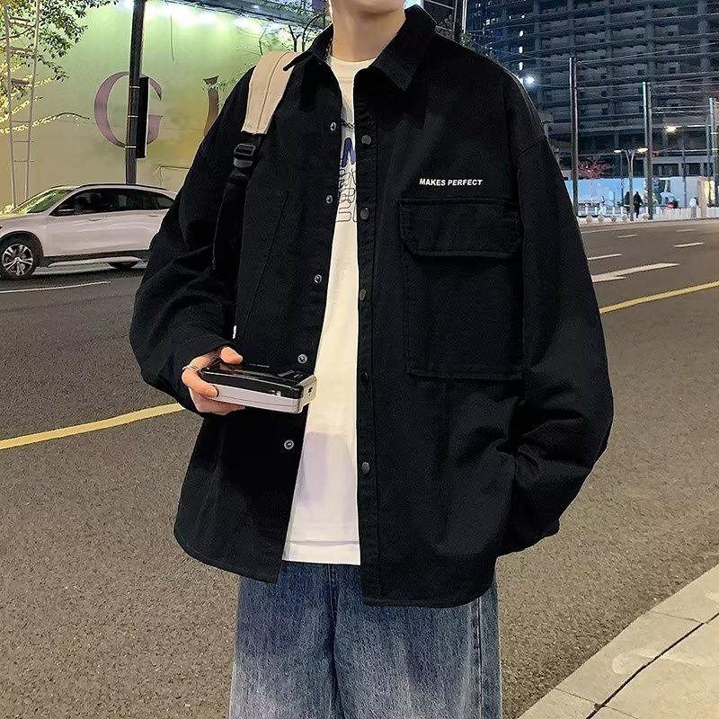 Men's Shirt Jacket Spring High-Quality Youth New Workwear Cardigan Jacket Japanese Casual Thin Spring Wear