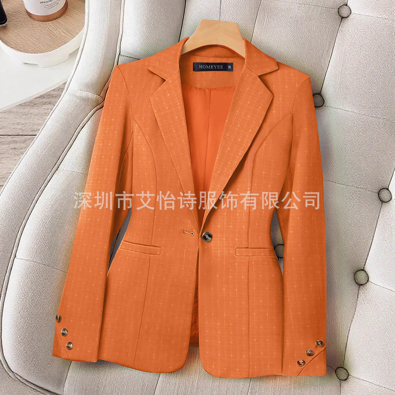 Plus Size Women's Solid Color Elegant Suit Casual Long-Sleeved Elegant Geometric Pattern Button Professional Commuting Suit