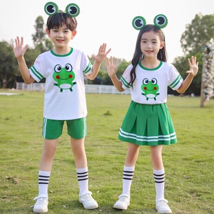 Summer short-sleeved school uniform children's performance clothes suit Children's Day kindergarten dance clothes cheerleading chorus performance clothes