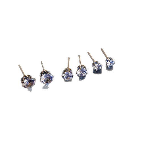 Men's and Women's Ins Style Six-Claw Crystal Zircon Ear Studs, Everyday Matchable Sparkling Bone Earings