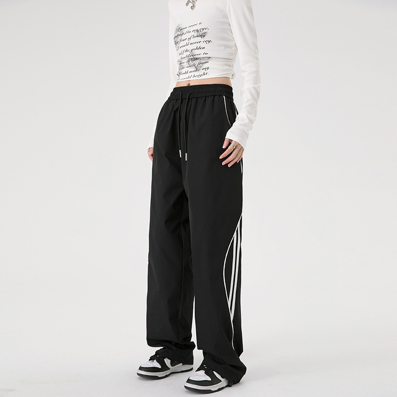 Men's striped pants, spring and autumn 2024 new style, straight leg, youth sports pants, men's sports casual trousers.
