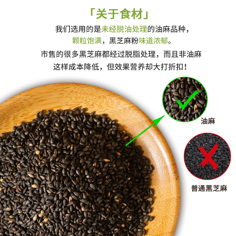 Black Sesame Powder, Made from Hulled Black Sesame Seeds and Raw Black Sesame Seeds, Instant Black Sesame Paste, Ready-to-Drink Nutrition Meal Replacement Powder