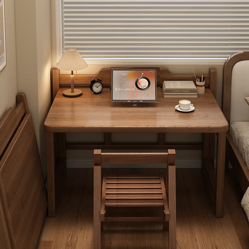 Solid Wood Desk, Modern and Simple, Multi-Purpose Folding Table, Corner Study Table, Wood Grain, Home Bedroom Study Room Computer Table