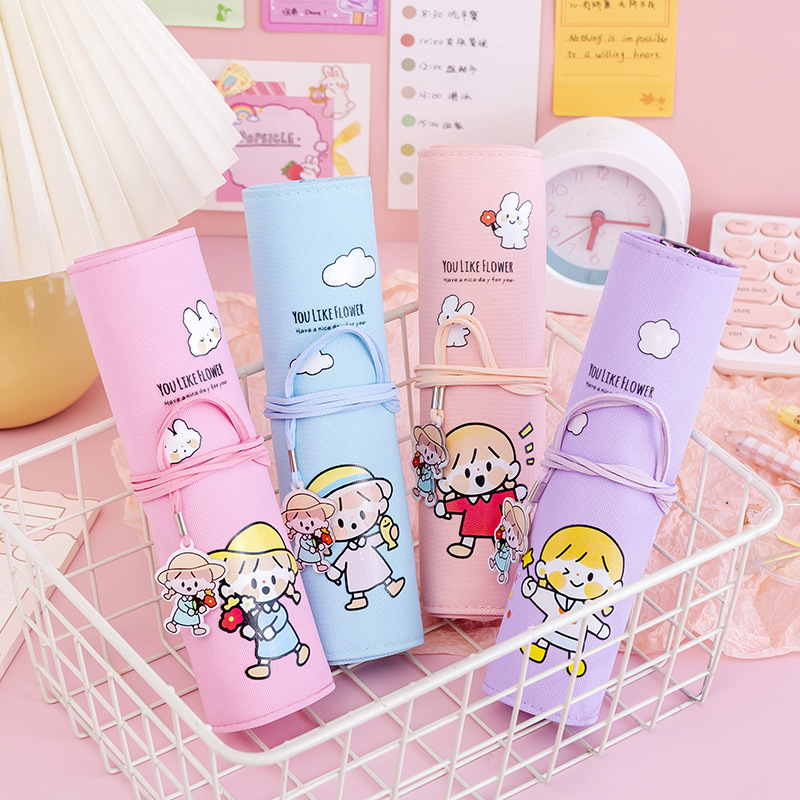 韩版文具可爱女孩兔子卷帘笔袋学生大容量文具袋铅笔袋收纳袋奖品