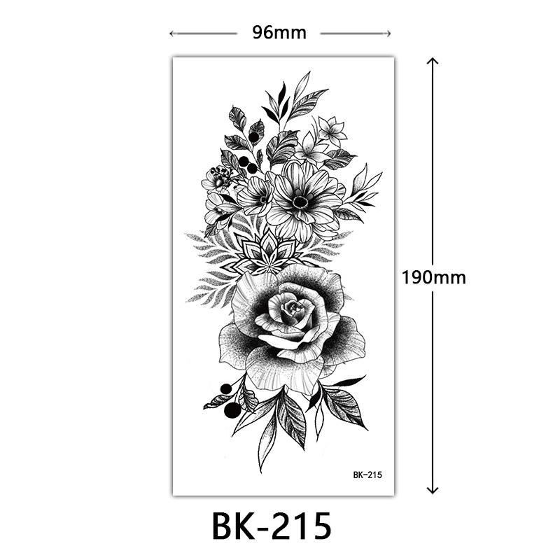 Tatuaje Temporal de Flores Boceto de Papel de Transferencia al Agua, Impresión por Transferencia de Agua, para Cuerpo image 221