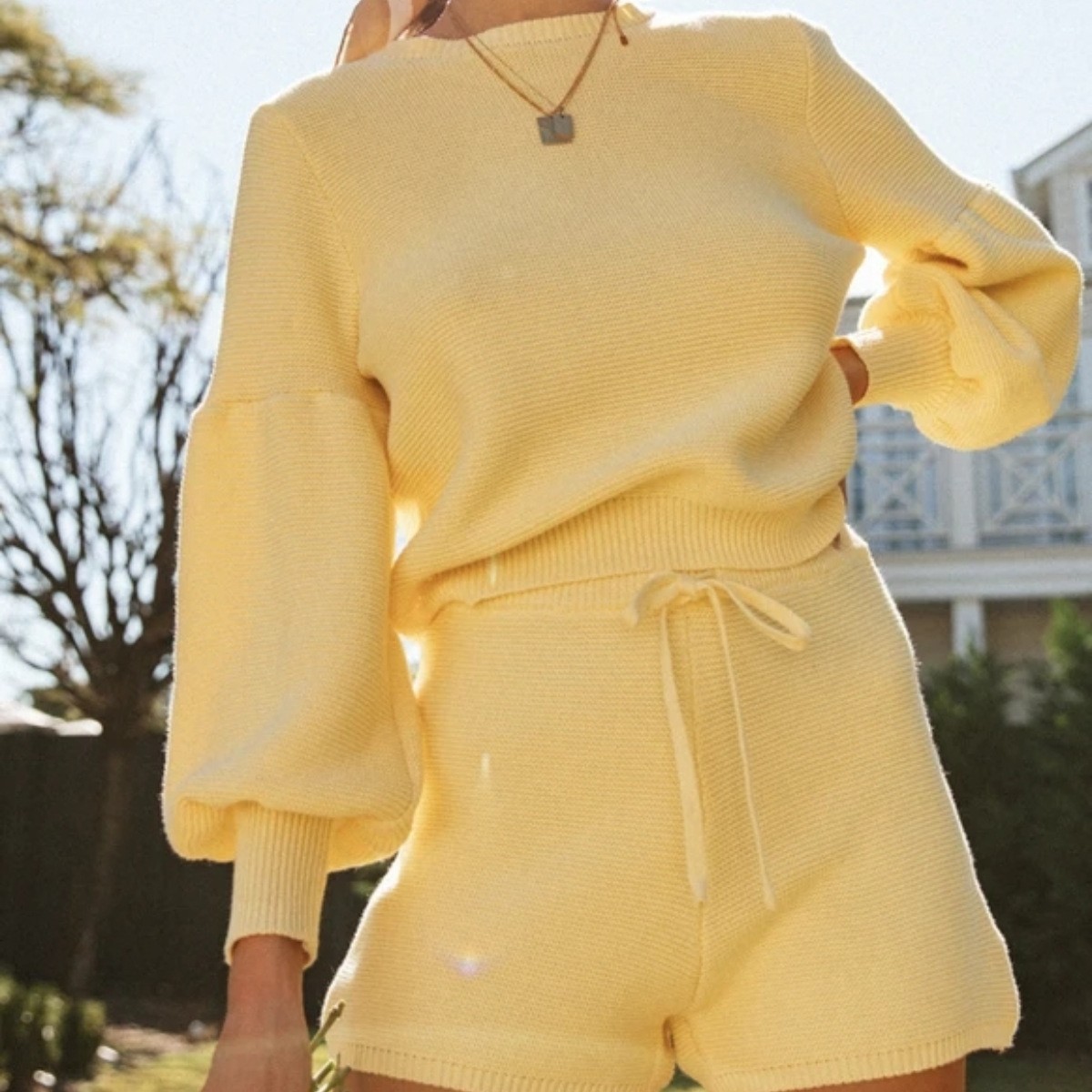 Women's Clothing Summer Fashion girl Style Macaron Color Sweater Set_voghion.com