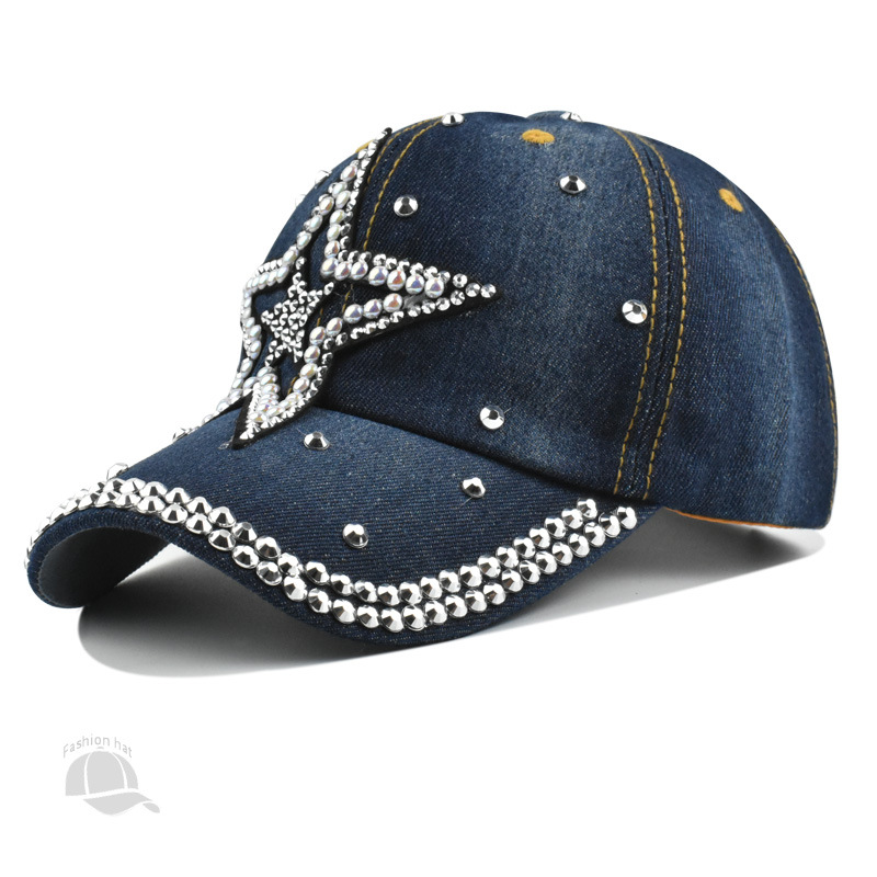 Women's Lady Simple Style Star Rhinestone Curved Eaves Baseball Cap display picture 4