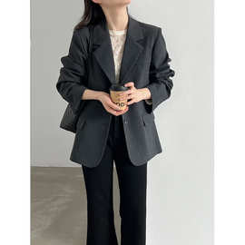 鹿西 高级设计感条纹小西装外套女2026秋季通勤休闲西服外套39008