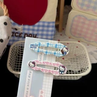 趣萌可爱猫咪格子波浪云朵发夹日系甜美少女风刘海鸭嘴夹发夹发饰