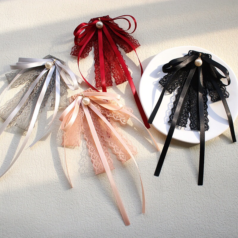 Bow Tie Women's Chanel Style Hollow Lace Ribbon Bow Accessories Business Wear Shirt Dress Collar Flower Brooch Corsage Bow Tie Women's Chanel Style Hollow Lace Ribbon Bow Accessories Business Wear Shirt Dress Collar Flower Brooch Corsage