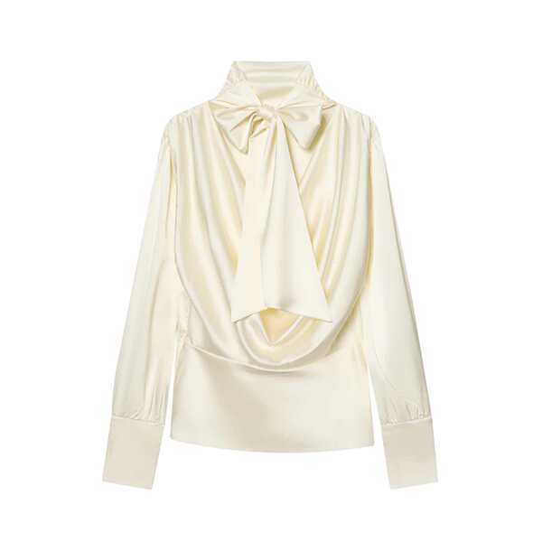 summer elegant cream shirt with bow