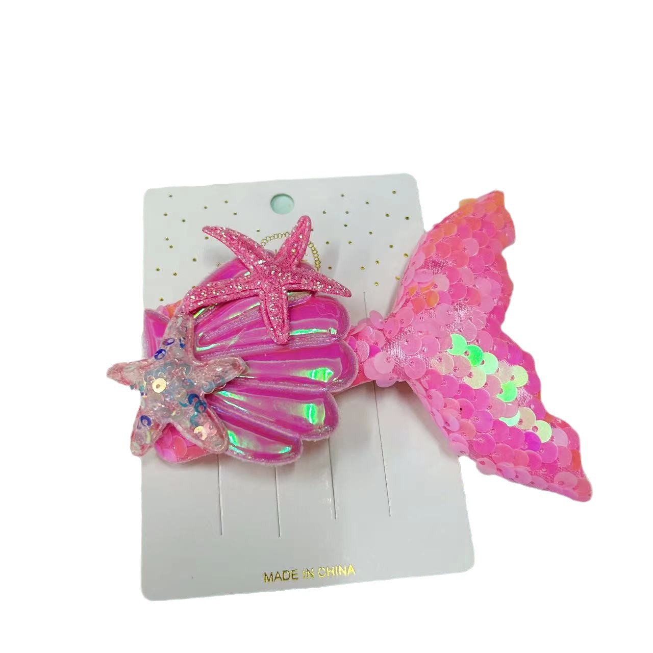 Nueva horquilla de cola de pescado lado brillante horquilla rota lentejuelas para niños show girls shell bangs clip