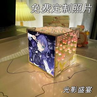 In the second disease also want to fall in love bird swim six flowers with handmade diy three-dimensional Rubik's cube tulip flower sea table lamp