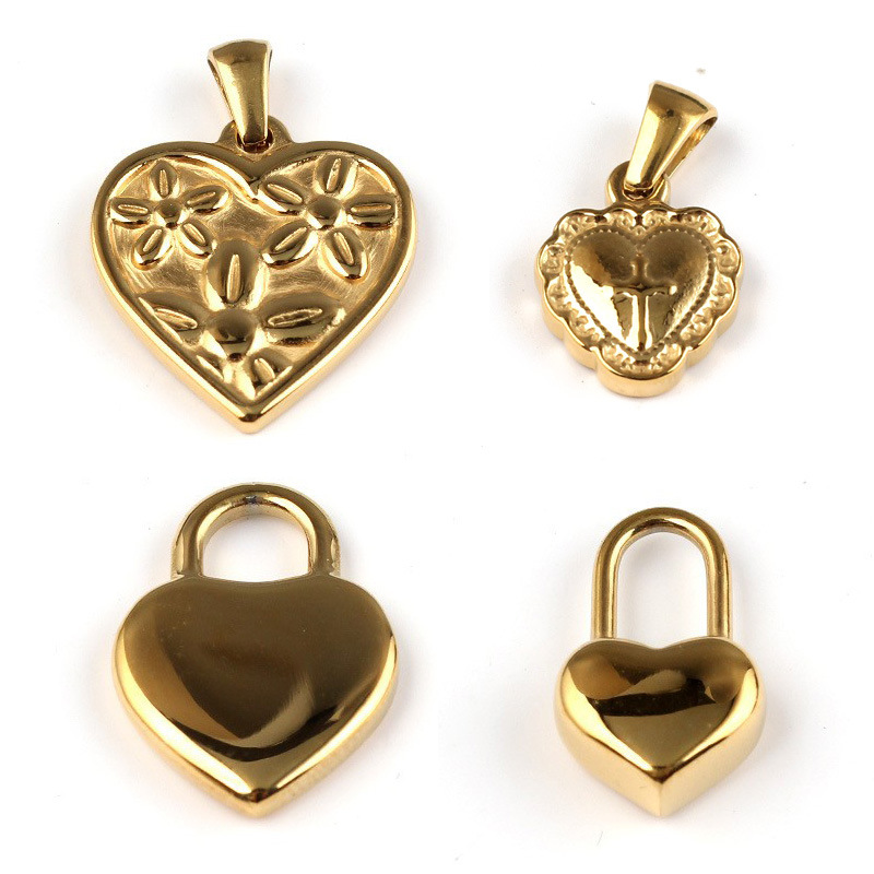 Cross-Border Hot Selling Heart Necklace Pendant for Women Simple and Popular Ins Style Real Gold Electroplated Stainless Steel Clavicle Chain Jewelry