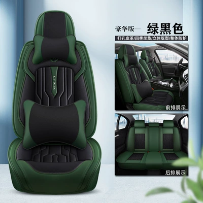 Four Seasons Pad: Leather Sedan Seat Covers Manufacturer - green-black-deluxe-edition-1