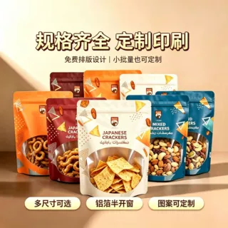 牛皮纸自封袋拉链袋坚果茶叶零食密封袋食品开窗包装袋可定制彩色