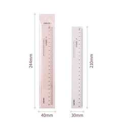 DeLi 79752 Plastic Transparent Ruler 20cm with Wavy Line Student Transparent Ruler Drawing and Sketching Ruler 