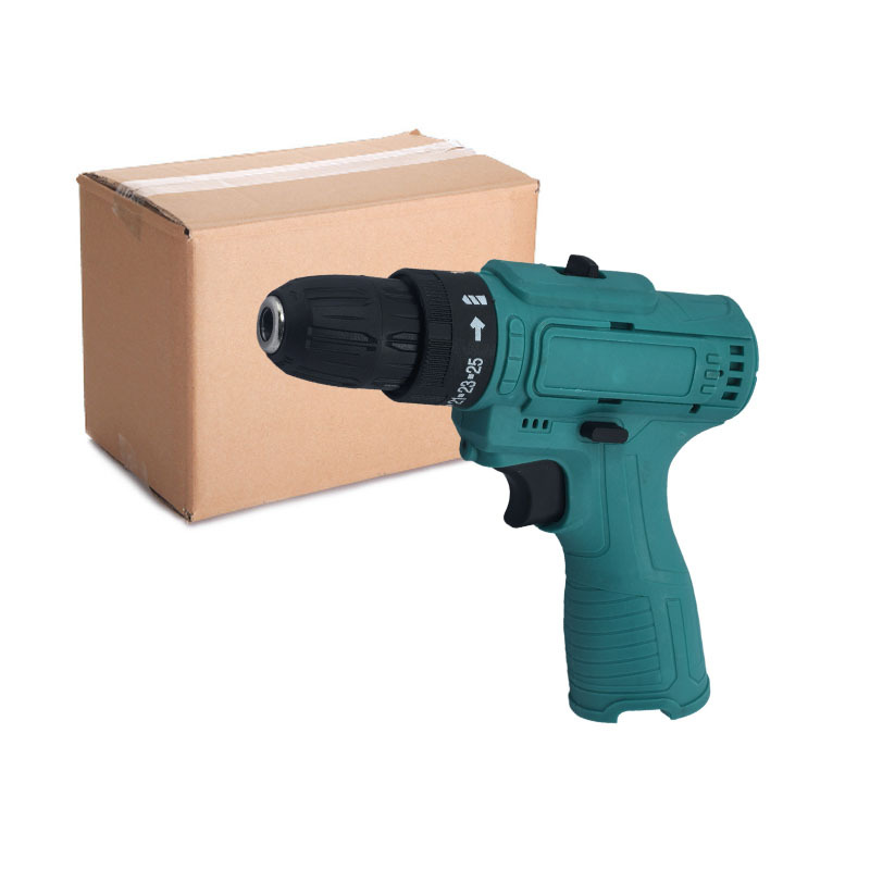 Taladro eléctrico pequeño con escobillas para batería de litio doméstica, con ajuste de doble velocidad, taladro de pistola multifuncional portátil al por mayor.