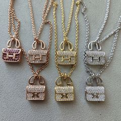ハイバージョン Kangkang H バッグネックレス H 文字鎖骨チェーンペンダントメッキ 18K ローズゴールドケリーハンドバッグ同じスタイル