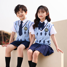校服套装小学生演出服新款夏季儿童短袖学院风班服幼儿园园服夏装