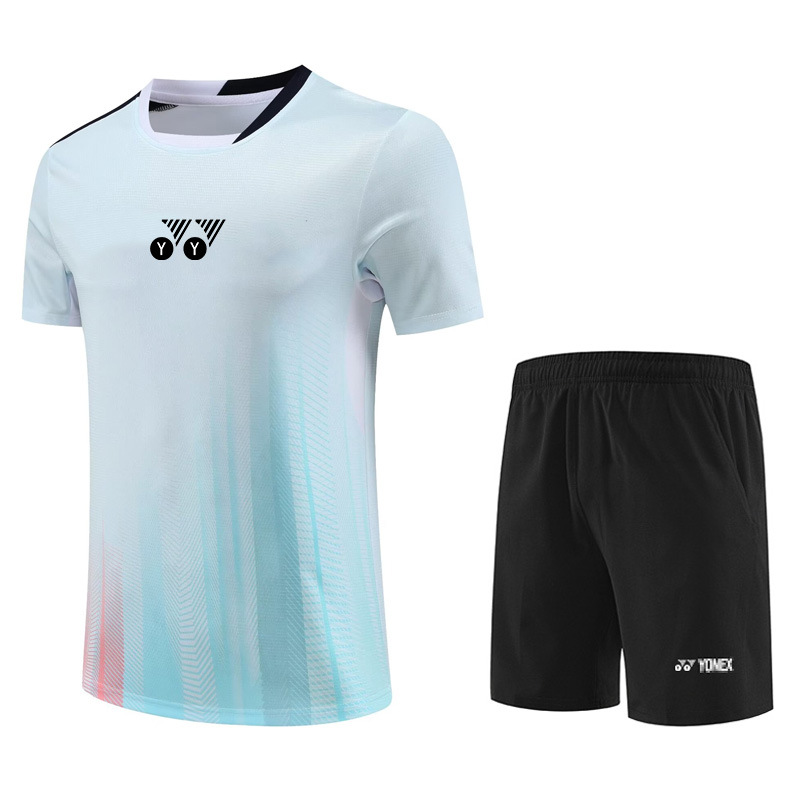 Yy New Summer Badminton Game Training Clothing Short-Sleeved T-Shirt Suit Mesh Quick-Drying Sports Football Suit Can Be Customized