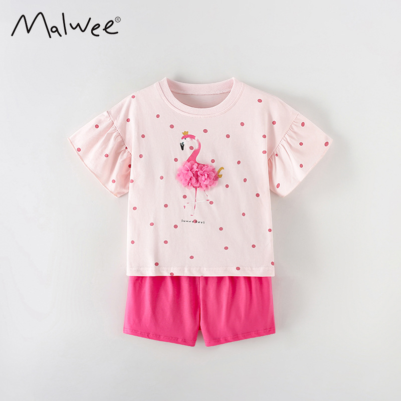 Malwee transfronterizo nuevo estilo europeo y americano conjunto de empalme para niños transpirable y cómodo juego de dos piezas para chicas