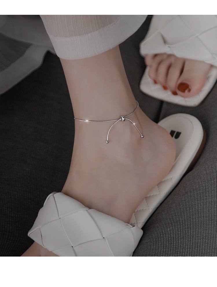 Round Bead Snake Bone Adjustable Anklet For Women Jewelry_voghion.com