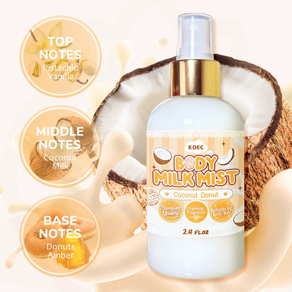 Крем‑парфюм‑спрей KOEC Body Milk Mist, аромат кокоса, стойкий, 2.4 fl.oz