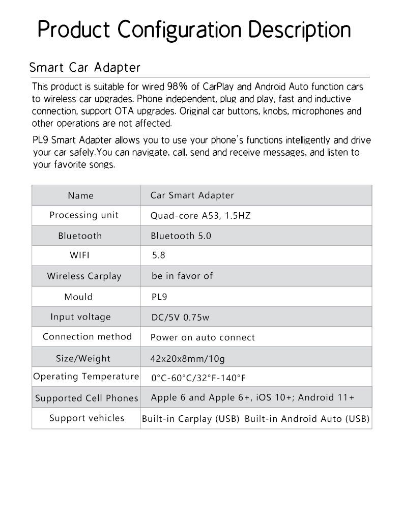 2-in-1 New Wireless Carplay Box, Converts Wired to Wireless for Original Car, Apple Adapter, Android Auto Car Device