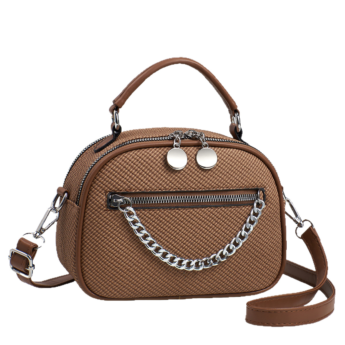 Nuevo estilo de lujo ligero patrón de serpiente moda todo-fósforo casual viajero portátil pequeño bolso redondo hombro diagonal bolso de mujer