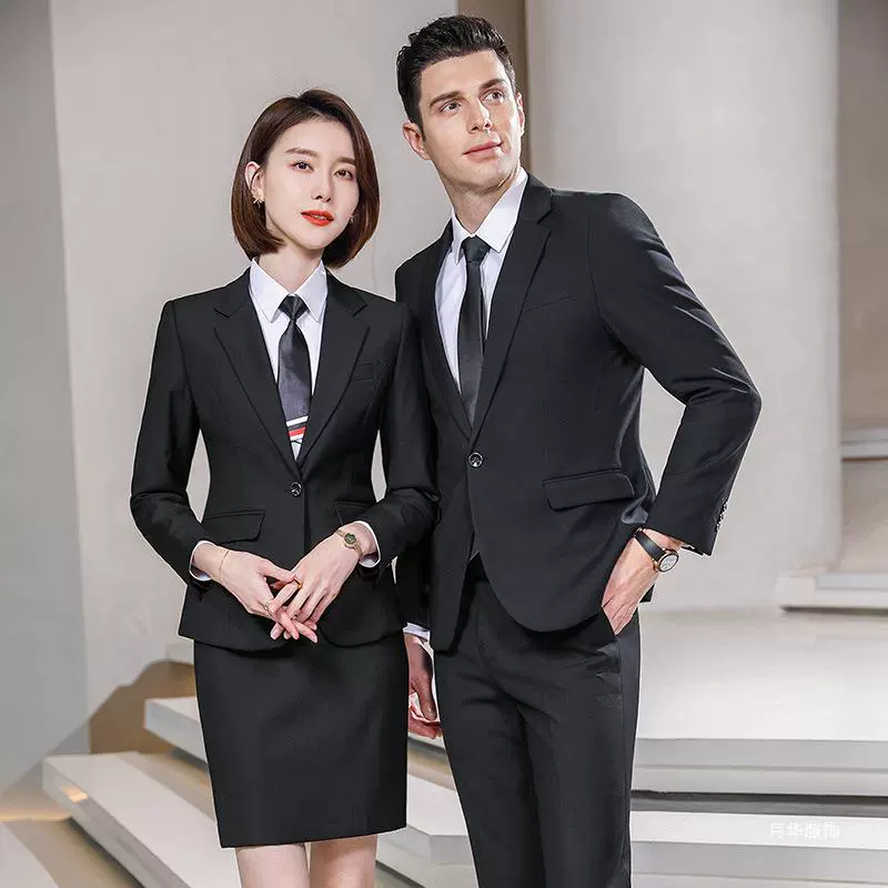 职业装男女同款酒店前台经理工作服房地产4S店春秋一粒扣西服套装