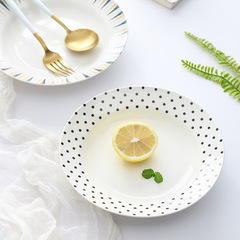 Nordic Pasta Plate with a High-End, Instagram-Simple, Ceramic, Hepburn-Style Diningware Deep Vegetable Plate for Home Use Western Dinner Plate
