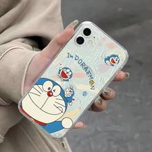 插画哆啦a梦适用苹果17手机壳iphone16卡通简约13防摔15pro全包14