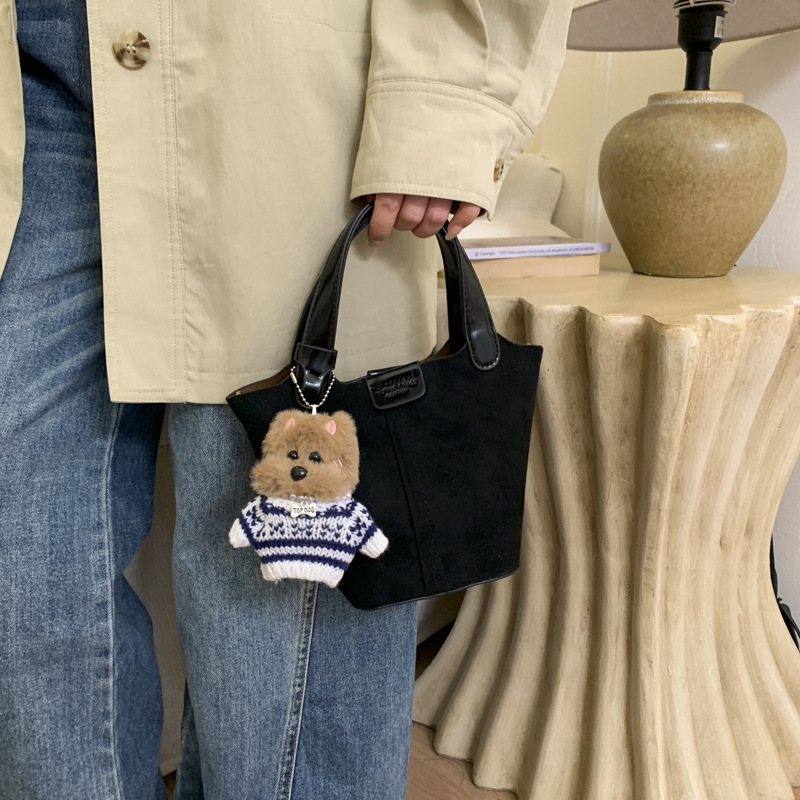 Retro Maillard marrón esmaltado bolso mujer 2025 nuevo otoño invierno versátil bolso de mochila bolso de cubo de mano image 4