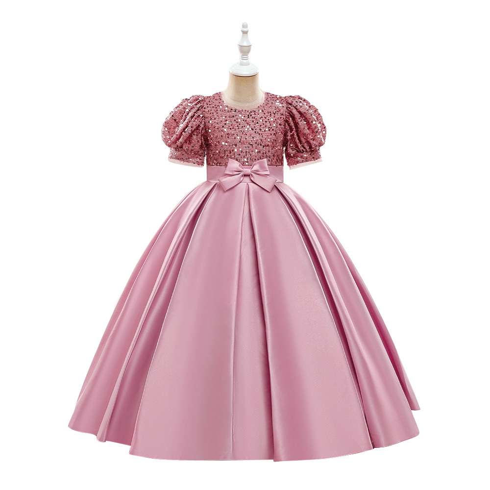Vestido de niña, vestido de cumpleaños, mangas abullonadas, anfitriona, actuación de piano, niña de las flores, boda, niña pequeña.