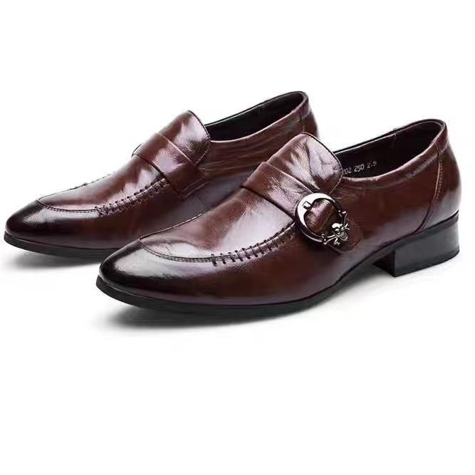 Zapatos de cuero para hombres puntiagudos transfronterizos, ropa formal para hombres, zapatos para hombres de negocios, zapatos casuales británicos puntiagudos, zapatos de trabajo