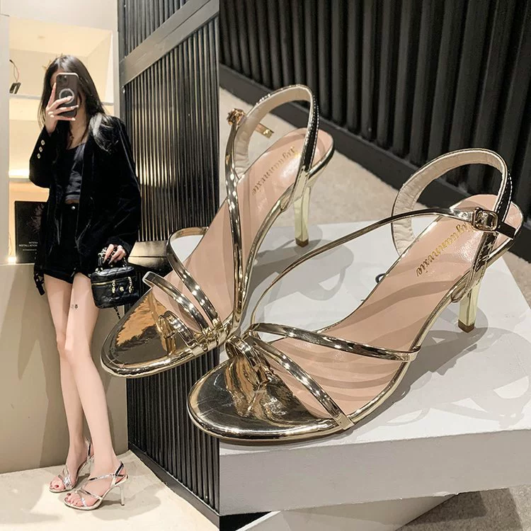 Golden summer belt with a strap, sandals