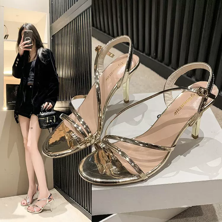 Golden summer belt with a strap, sandals